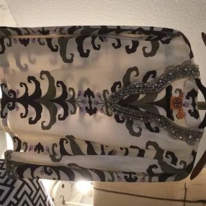 Tory Burch rhinestone abstract blouse